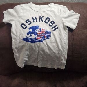 OshKosh B'gosh White Tee with Blue and Red Fire Truck